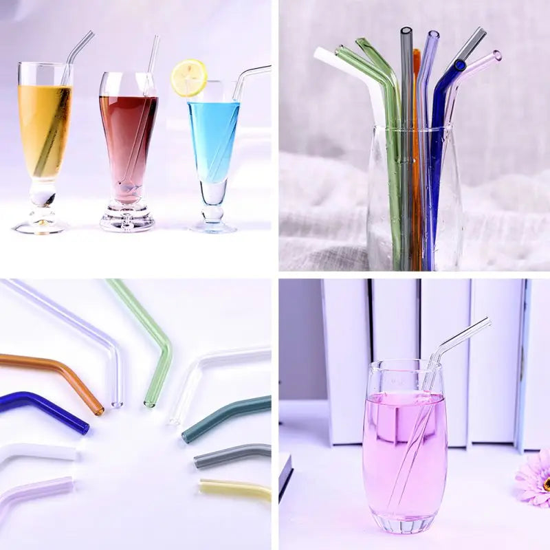 Afralia™ Glass Straws Set - Eco-Friendly Reusable Colorful Drinking Tubes