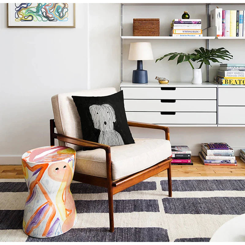 Afralia™ Cute Dog Printed Designer Throw Pillow Cover for Living Room Sofa Decor