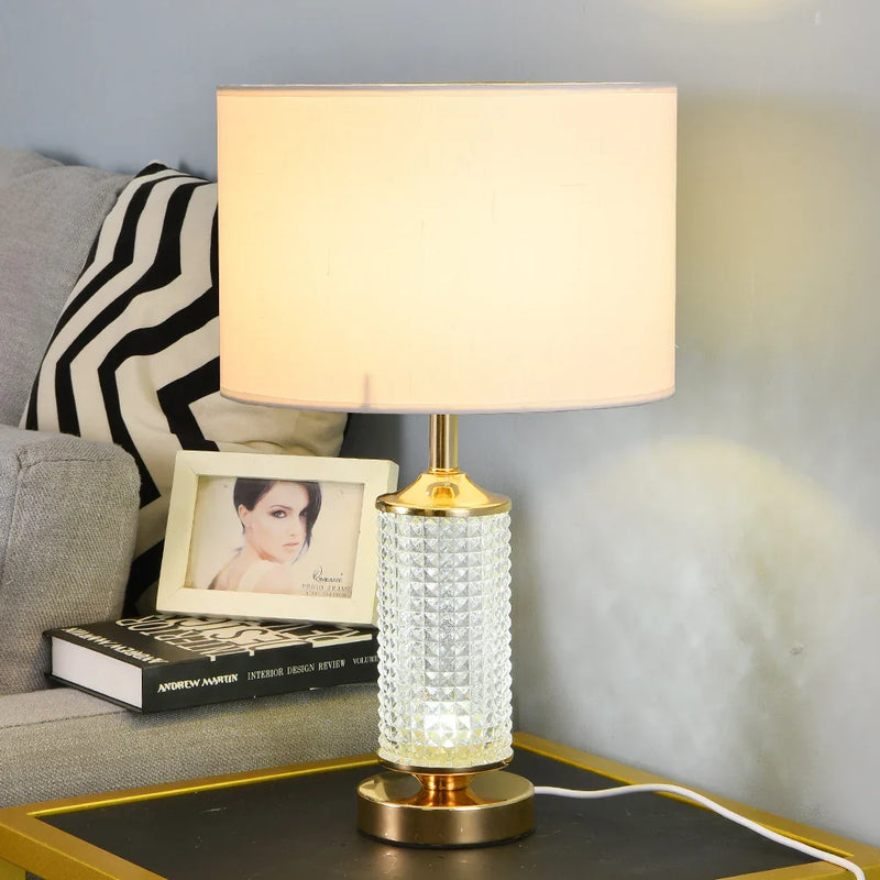 Afralia™ Clear Crystal Glass LED Table Lamp for Bedroom and Living Room