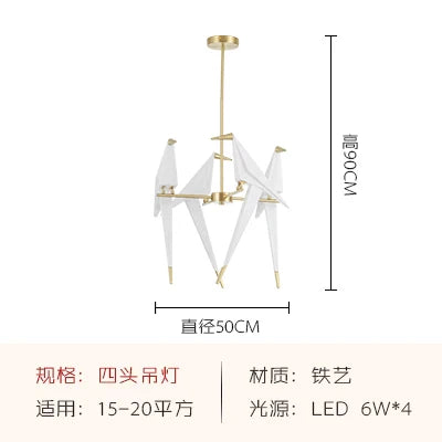 Afralia™ Gold Cage Origami Bird Chandelier - Modern Light Fixture for Home Decor