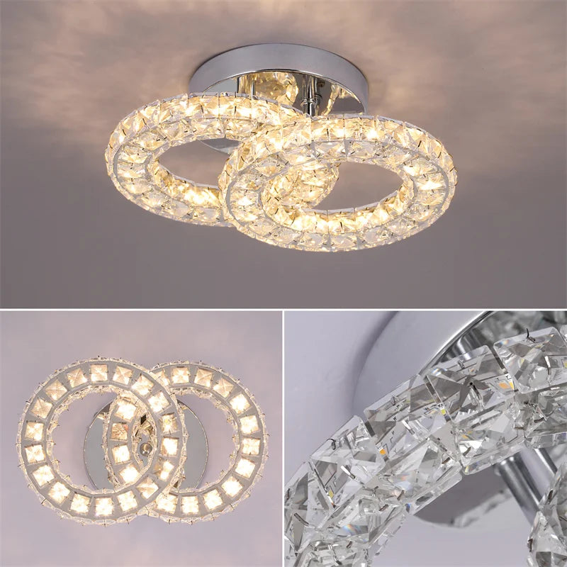 Afralia™ Modern K9 Crystal LED Ceiling Chandelier for Home Decor