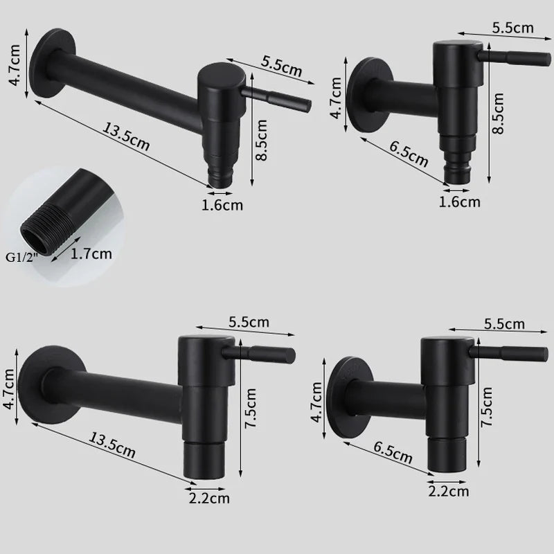 Afralia™ Stainless Steel Wall Mount Faucet Water Saving Garden Mop Taps