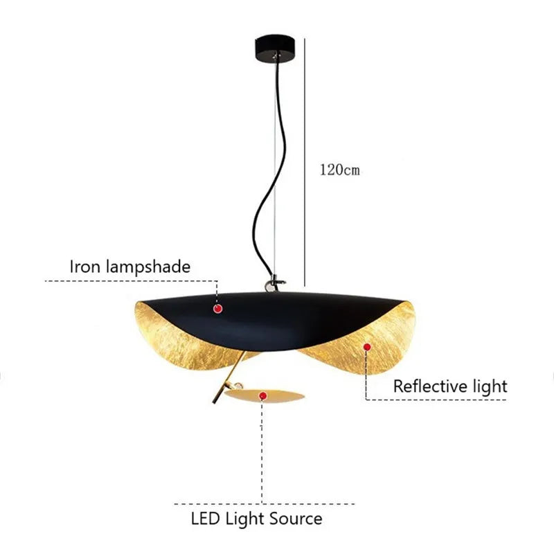 Afralia™ Lederam Manta Pendant Lamp Flying Saucer Hat industrial retro design white black