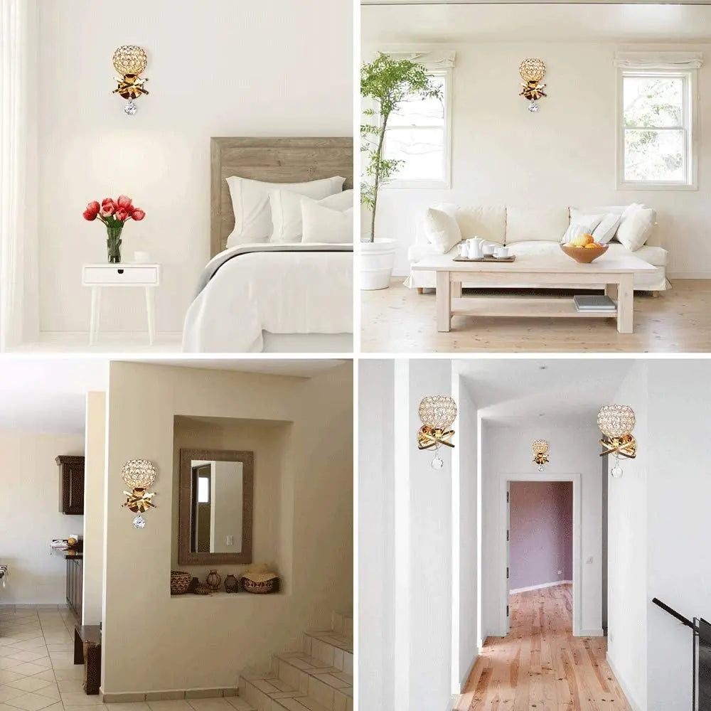 Afralia™ Crystal Wall Lamp Sconce E14 Retro Industrial Light Fixture for Home Living Room
