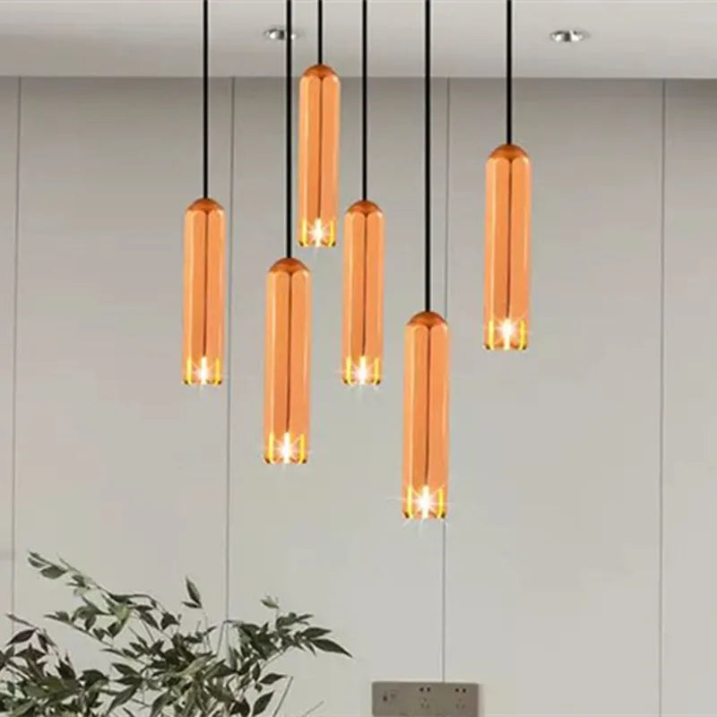 Afralia™ Tube Pendant Lights Minimalist Modern Rose Gold Lamp for Bar Dining Living Room