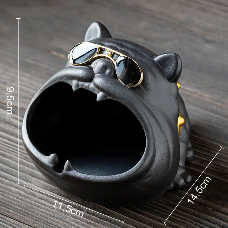 French Bulldog Ceramic Ashtray - Afralia™ Brand Office Desk Décor & Gift for Boyfriend