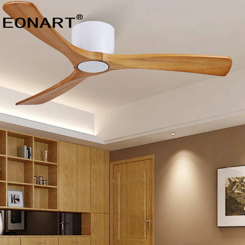 Afralia™ 36" Wooden White Ceiling Fan with Remote Control - Modern Indoor Solid Wood Fan
