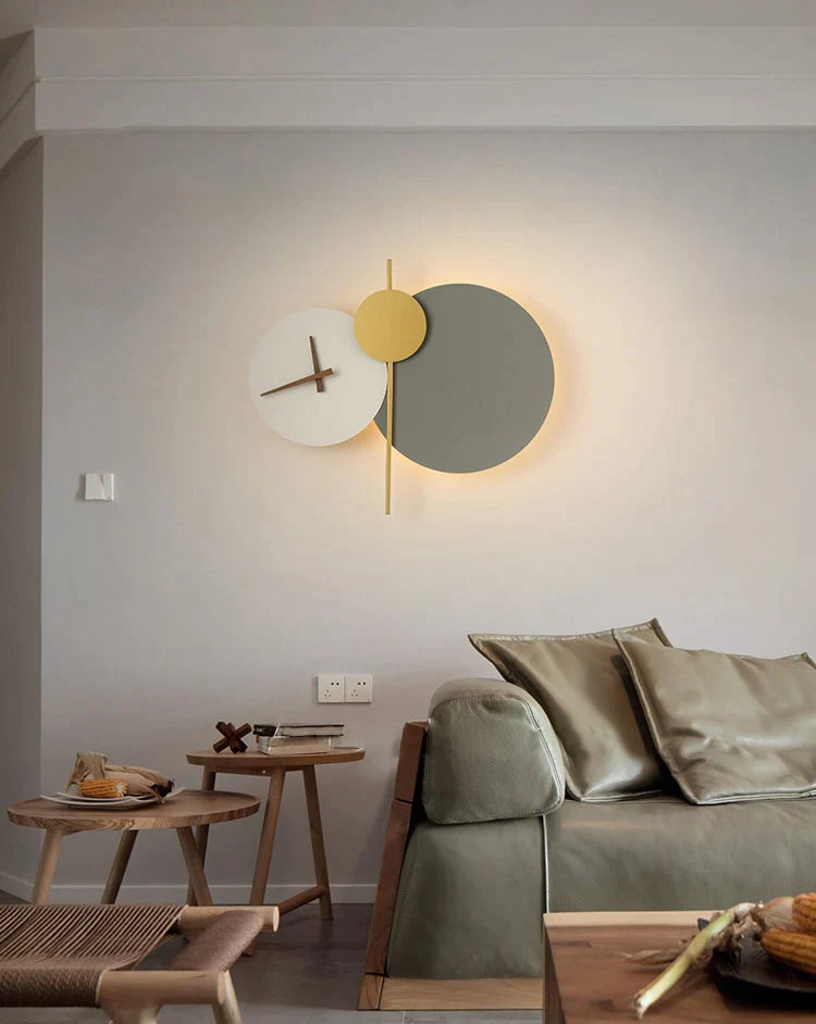 Afralia™ Minimalist Wall Clock Lamp for Living Room Decor