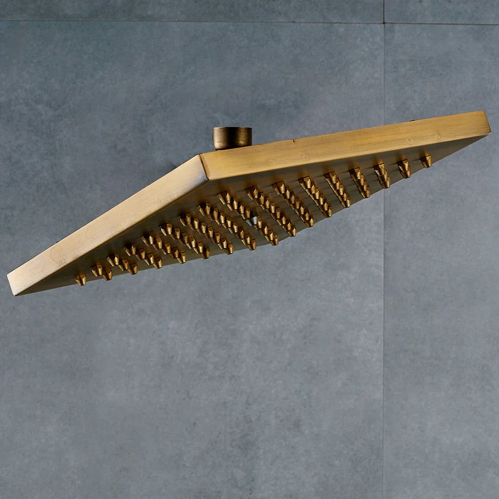 Afralia™ Antique Brass 8-inch Square Rainfall Shower Head - Premium Brass Top