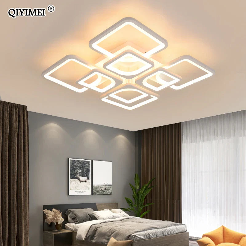 Afralia™ Dimmable LED Chandelier for Bedroom Living Room Study, Modern Acrylic Lighting Fixture