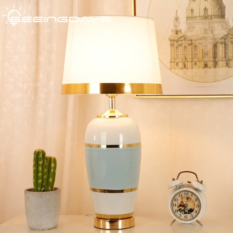 Afralia™ Simple Modern Ceramic Table Lamp in New Chinese Style for Cozy Living Spaces