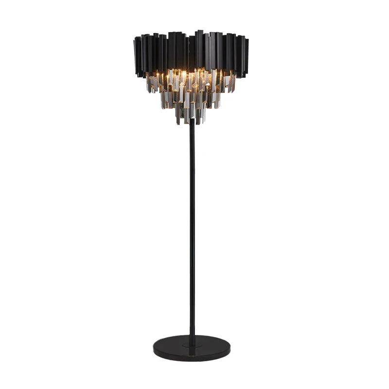 Afralia™ Modern Black Stainless Steel Crystal Marble LED Floor Lamp for Bedroom