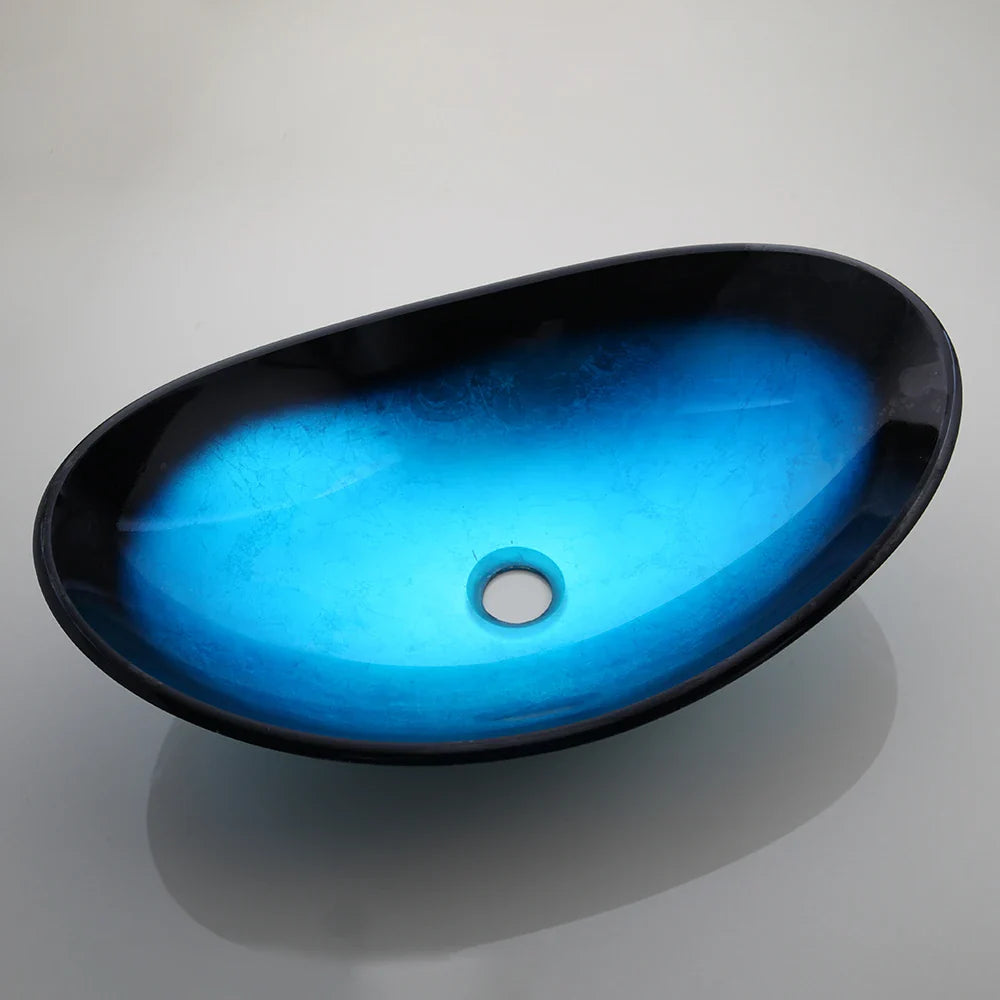 Afralia™ Blue Tempered Glass Waterfall Basin Tap Set