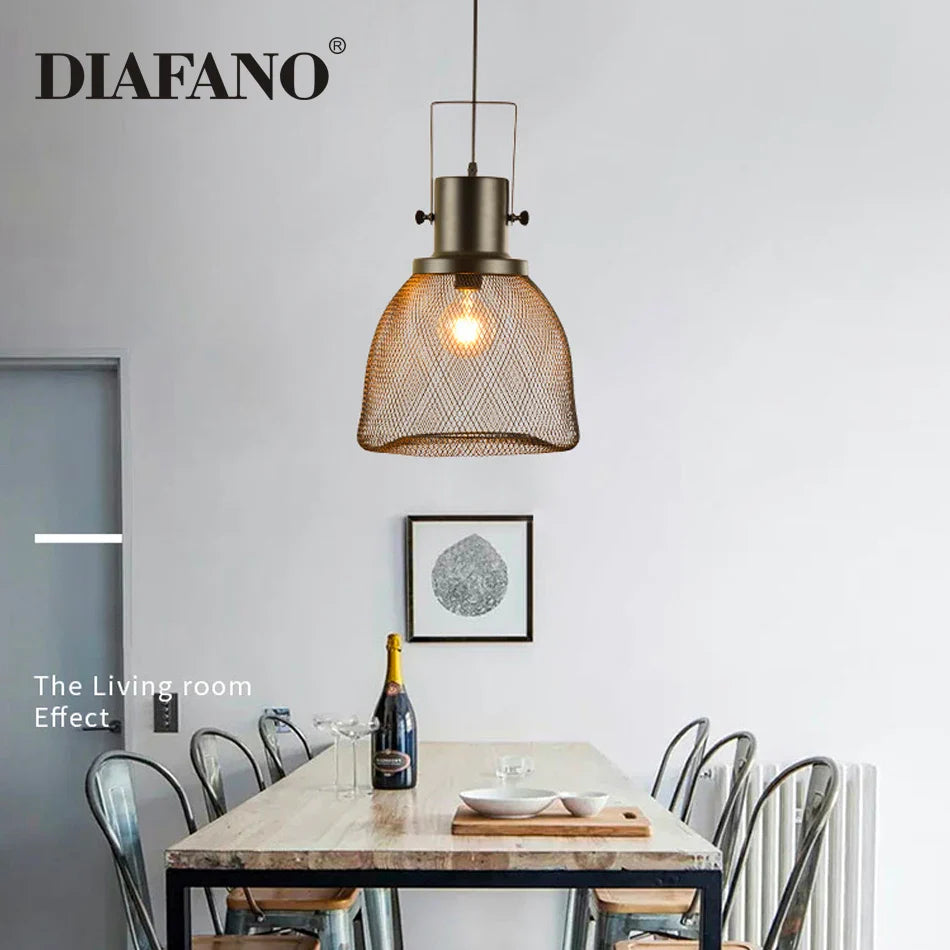 Afralia™ Cage Pendant Light: Nordic LED Minimalist Industrial Dining Lamp