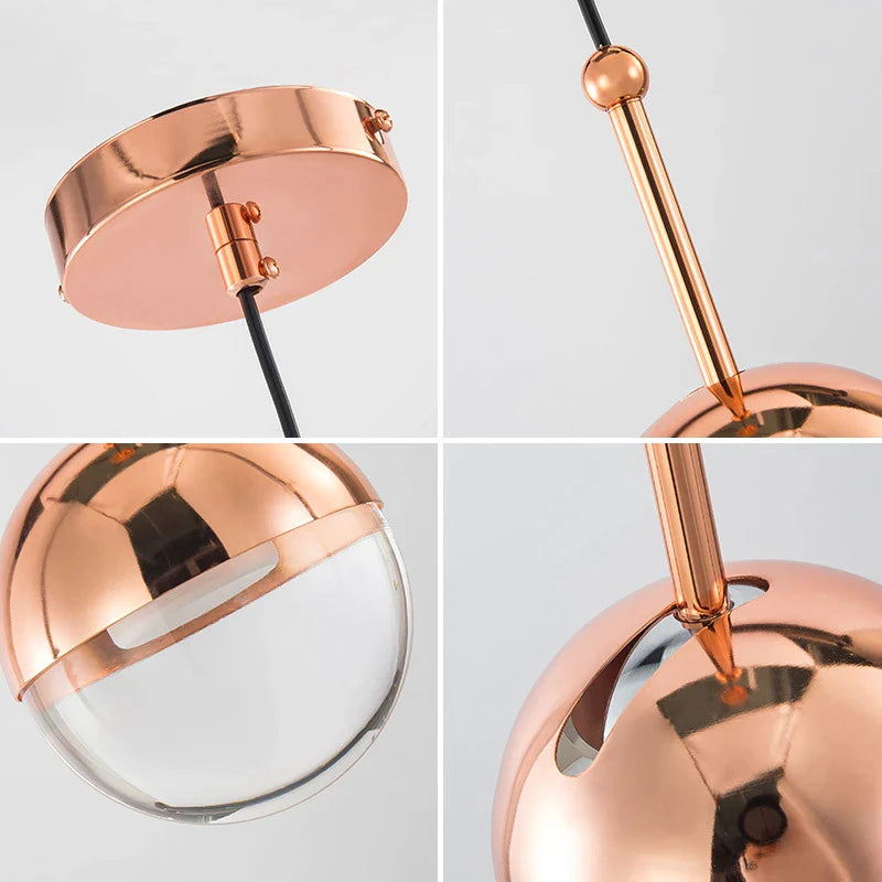 Afralia™ Nordic Rose Gold Crystal Ball Pendant Light for Stylish Living Spaces
