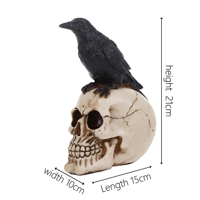 Afralia™ Resin Crow Skull Ornament Fashion Flower Pot Home Decor Statue Art Prop