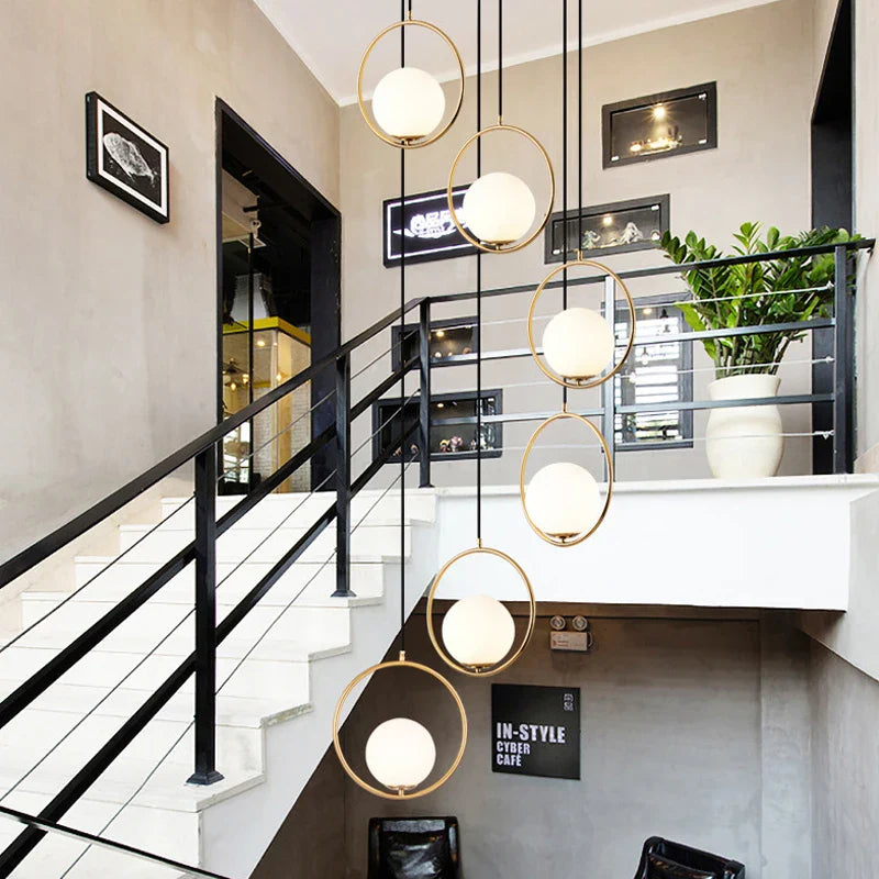 Afralia™ Nordic Glass Ball LED Pendant Lights - Elegant Living Room Kitchen Restaurant Decor