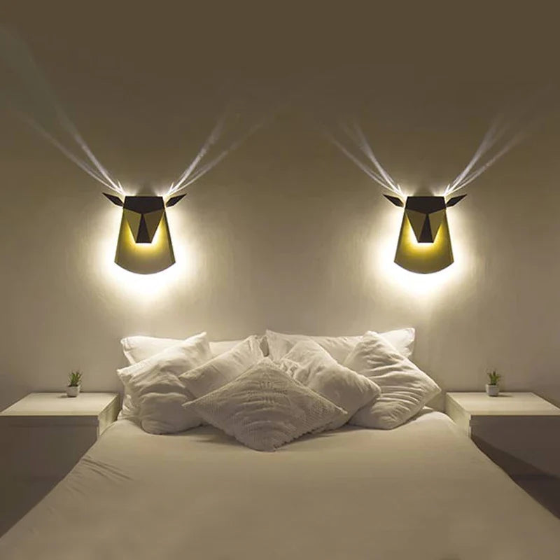 Afralia™ Nordic Deer Wall Lamp Modern Simple Golden Bedroom Bedside Luxury Creative Decorative