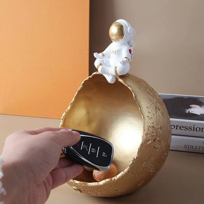 Afralia™ Spaceman Sitting Moon Model Key Storage Box - 4 Colors