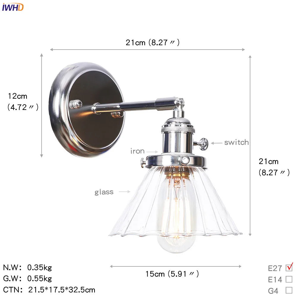 Afralia™ Modern Amber Glass Ball LED Wall Lamp for Home Bedroom Stair Mirror