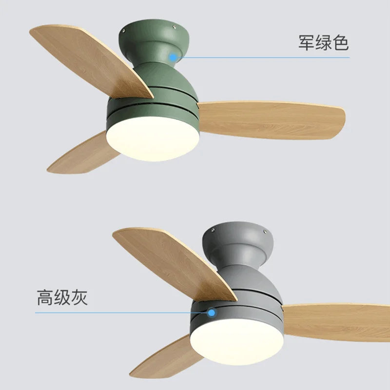 Afralia™ Macarons Ceiling Fan Light Remote Control Nordic Style for Kid's Room and Restaurant