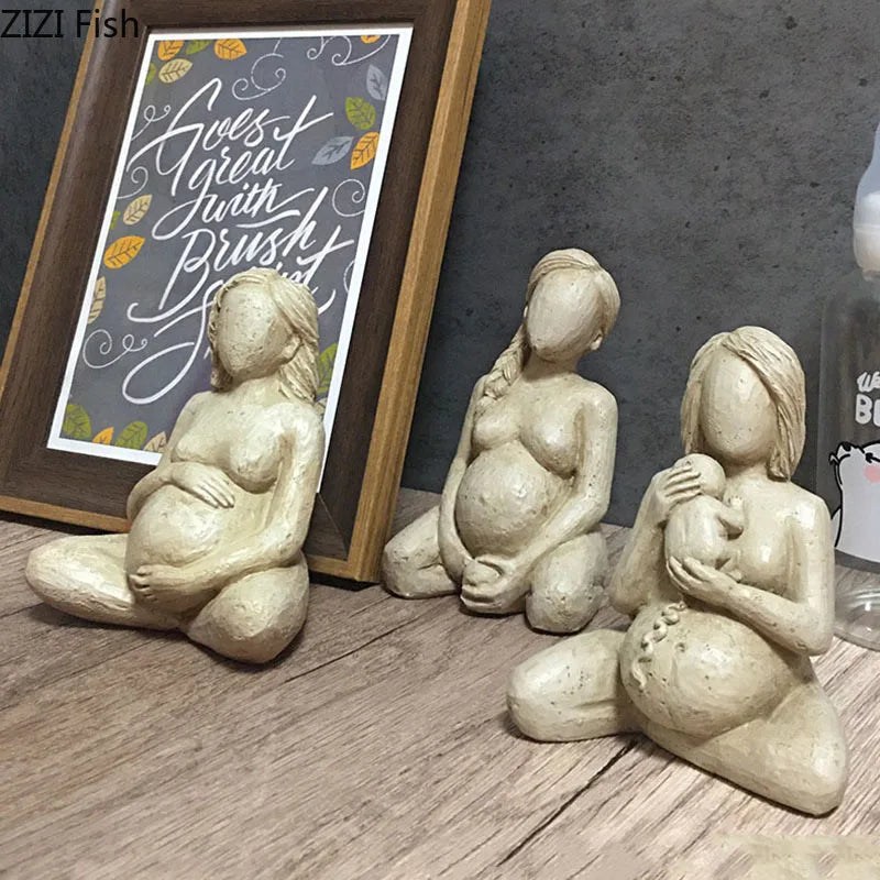 Afralia™ Pregnant Woman Resin Statue Desk Decor Sculpture Figurine Ornaments Statuette
