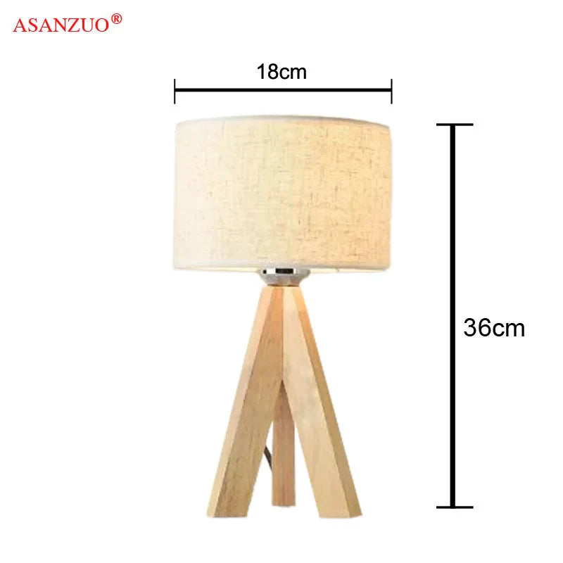 Afralia™ Wooden Table Lamp with Fabric Lampshade for Modern Reading Lighting