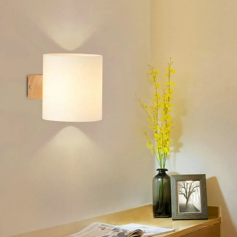 Afralia™ Nordic Wood Glass Wall Lamp E27 LED Bedroom Entrance Indoor Light