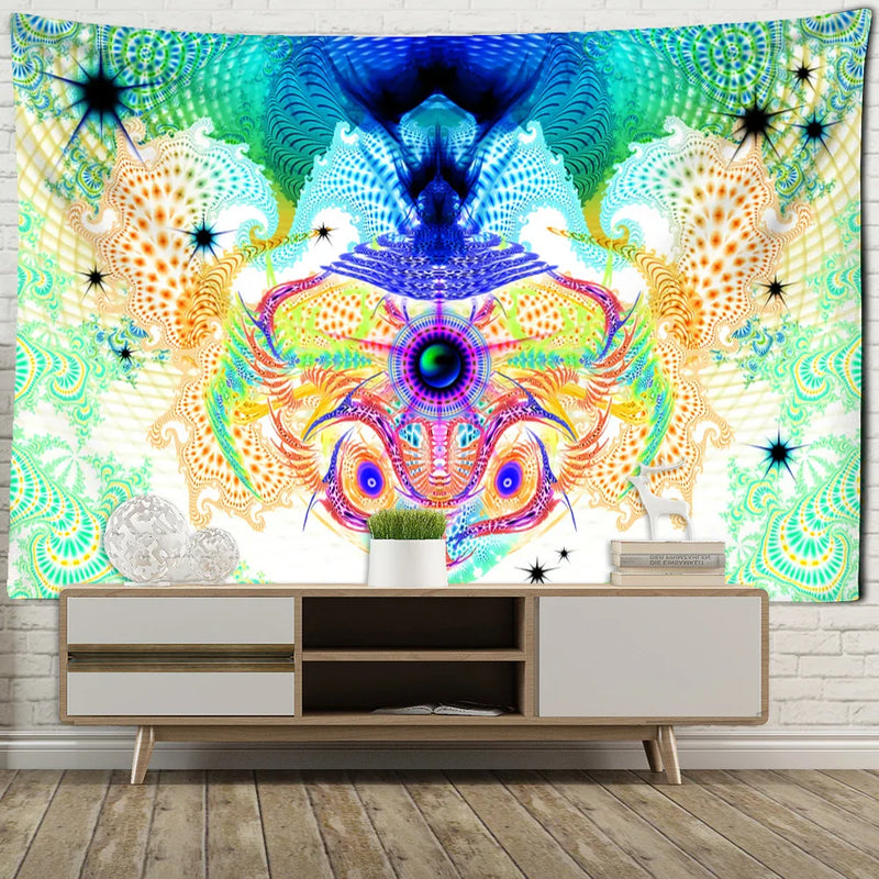 Psychedelic Eyes Tapestry Witchcraft Abstract Colorful Grim Reaper Hippie Home Decor by Afralia™