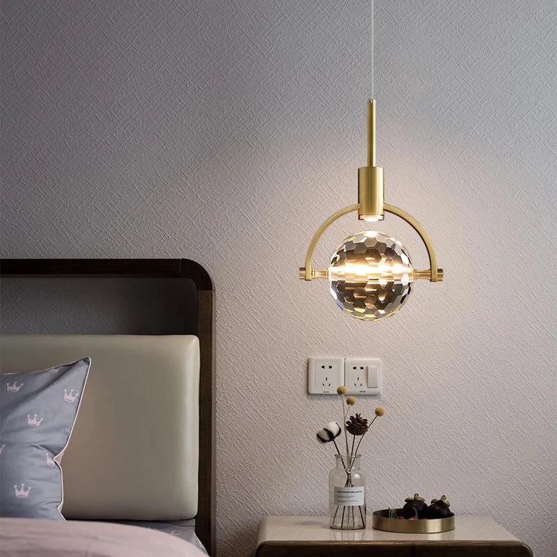 Afralia™ Nordic Crystal Chandelier Pendant for Bedroom Bar, Modern Luxury LED Light