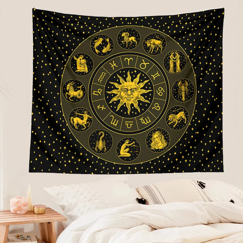 Afralia™ Constellation Zodiac Tapestry: Astrology Wall Decor for Witchcraft Room & Dorm