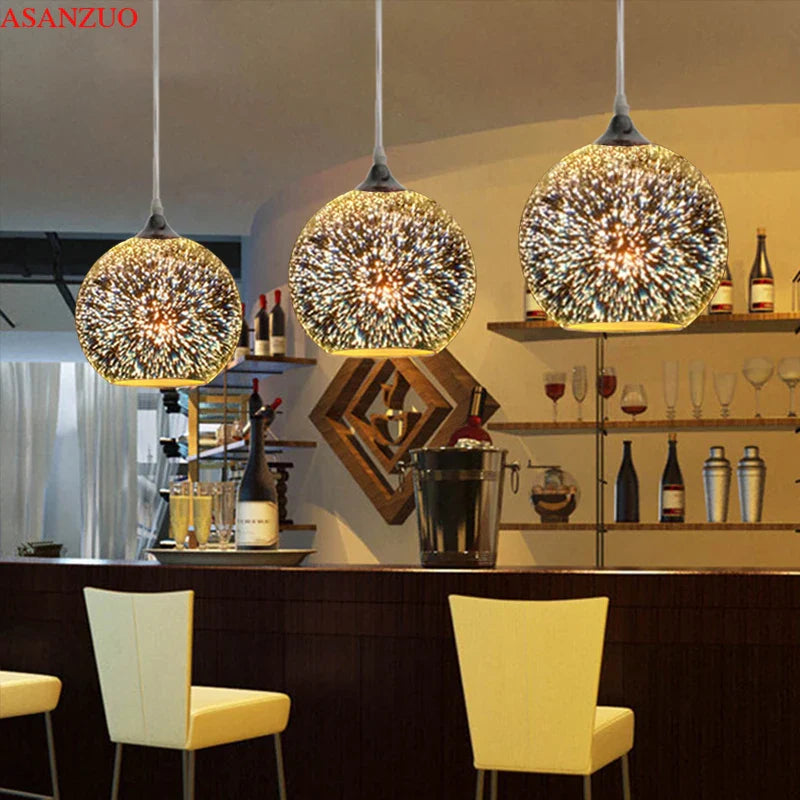 Afralia™ Fireworks Glass Ball Pendant Light for Bar Dining Kitchen