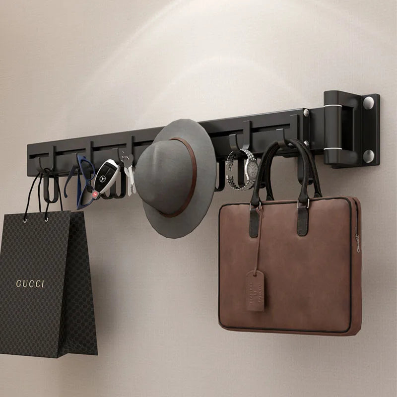 Afralia™ Aluminum Clothing Hanger Organizer Rack Black Foldable Laundry Drying Rack