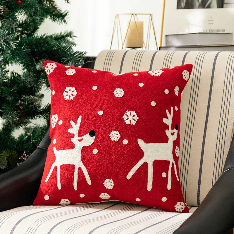 Afralia™ Christmas Embroidered Pillow Cover Set - 45x45cm