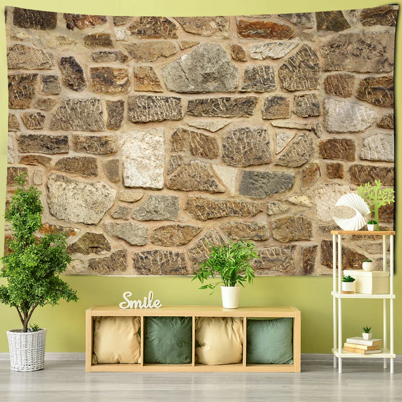 Afralia™ Nordic Marble Tapestry Floor Tile Print Home Wall Decor Stone Brick Blanket