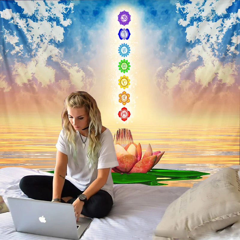 Afralia™ Sun Moon Mandala Cloth Tapestry: Branded Wall Hanging Art Yoga Mat & Decor