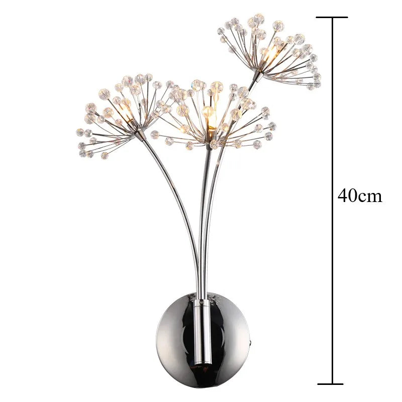 Afralia™ Dandelion Crystal Flower Wall Lamp for Bathroom, Bedroom, Living Room.