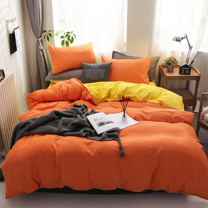 Afralia™ Brushed Duvet Cover Set, Solid Orange Red, Luxury Hotel Bedding Set