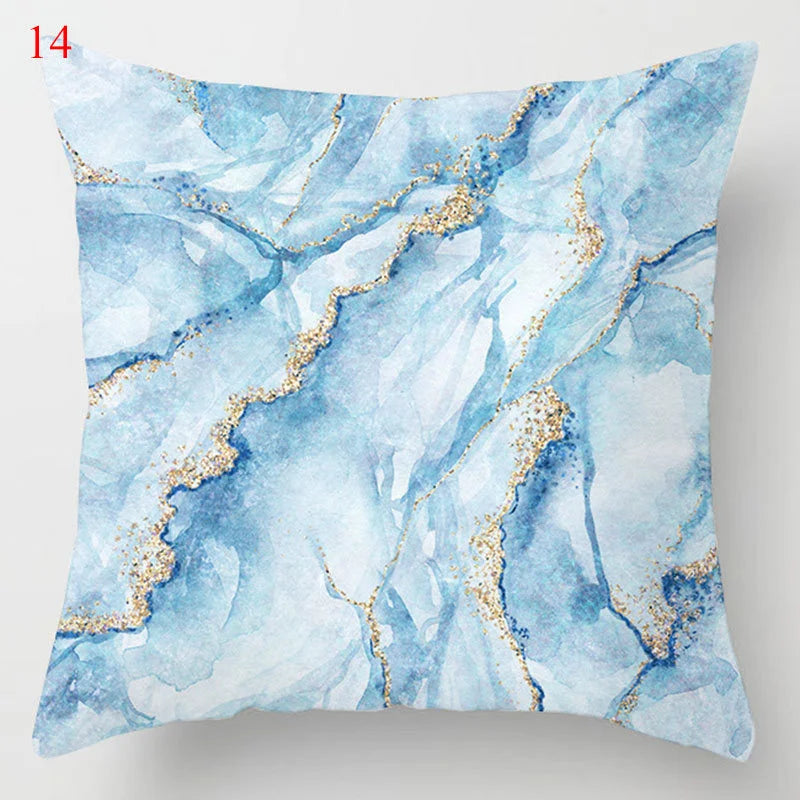Afralia™ Blue Geometric Marble Stripe Line Pillowcases for Car Sofa Decor