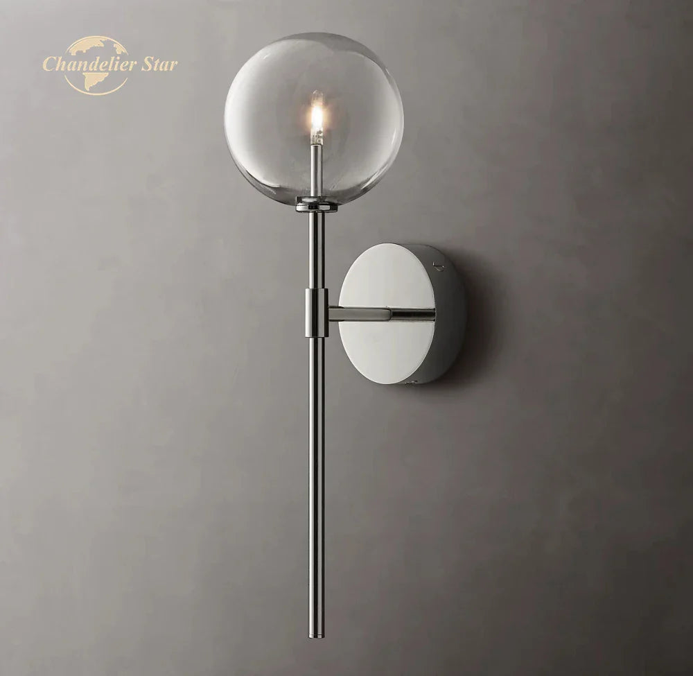 Afralia™ LED Glass Globe Wall Sconce Modern Indoor Light Fixture Decoration Bedroom Living Room