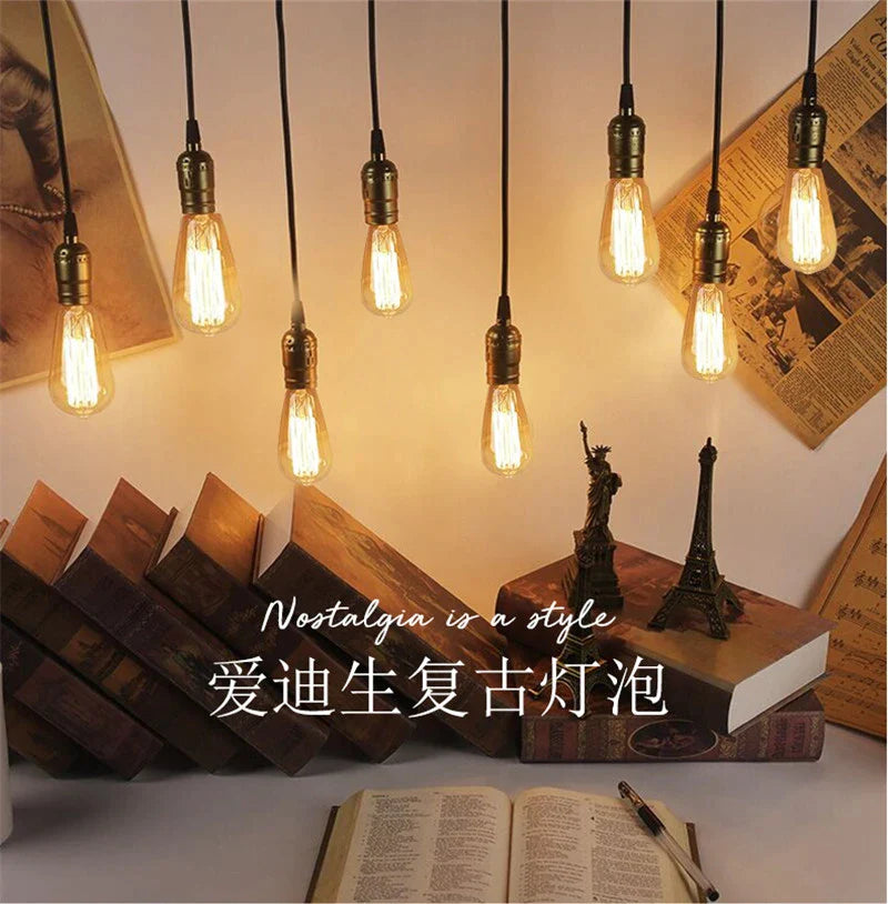 Afralia™ ST64 Retro Filament Bulb 40W 60W E27 Warm White Light 220v Vintage Edison