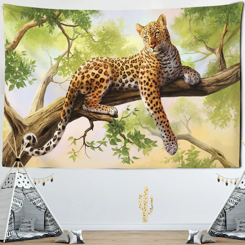 Afralia™ Tiger Tapestry Wall Art: Boho Chic Leopard Home Decor for Living Room