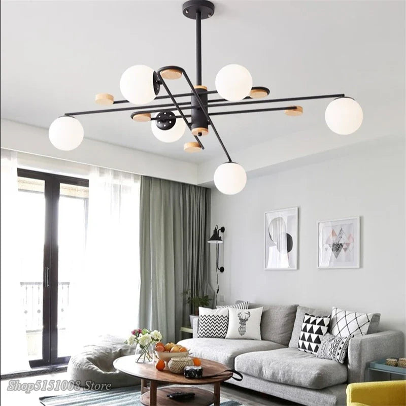 Nordic Glass Ball LED Chandelier for Modern Living Spaces by Afralia™