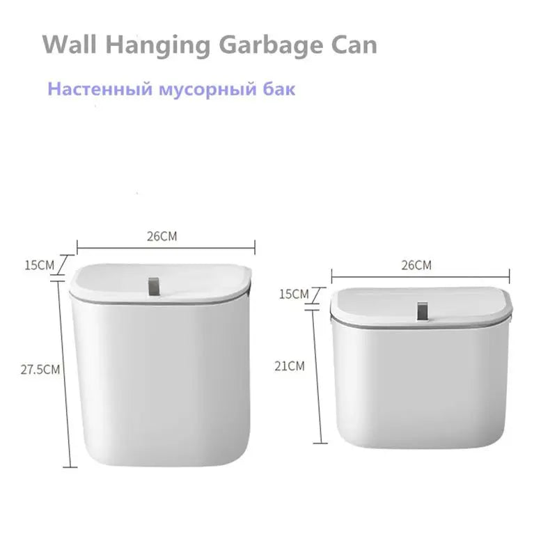 Afralia™ Kitchen Wall-Mounted Waste Bin with Lid - Cabinet Door Hanging Garbage Can