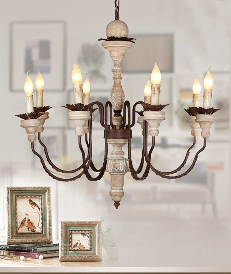 Afralia™ Rustic Wood Chandelier | Vintage Pendant Lighting for Home, Church, and Villa
