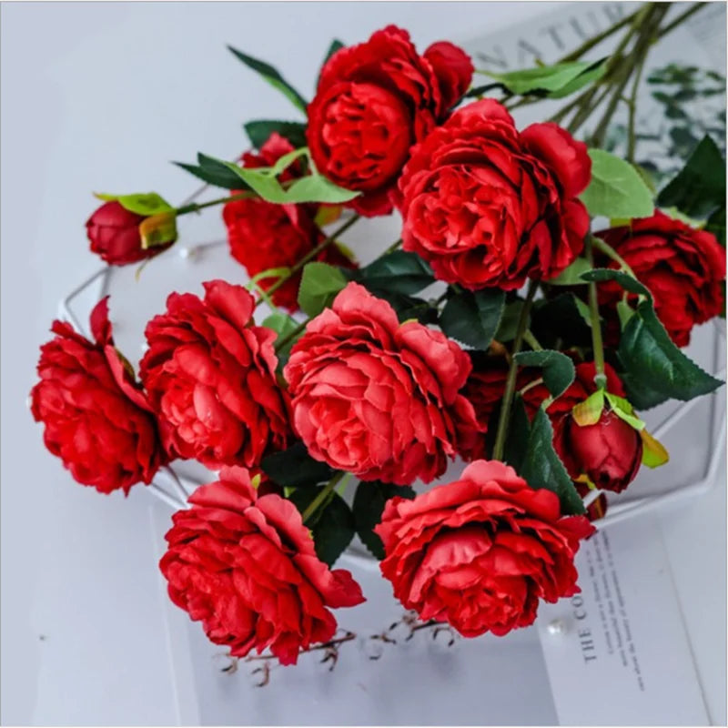 Afralia™ Peony Bouquet Artificial Flowers for Home Decor, Wedding, Christmas, Bridal Bouquets