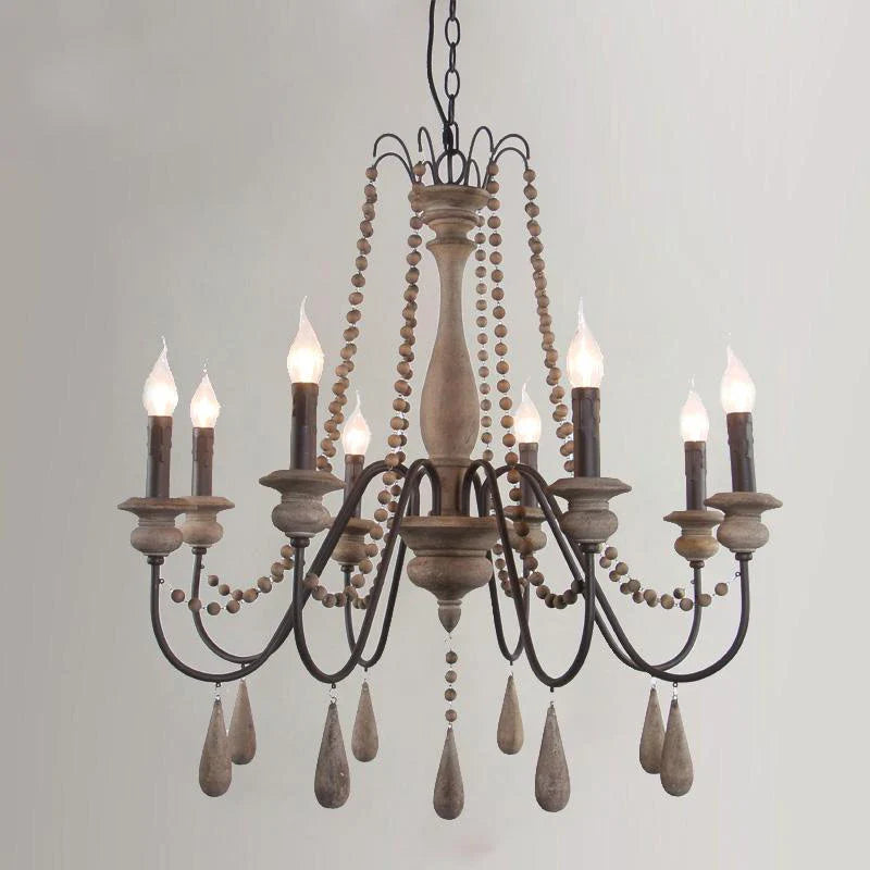 Afralia™ Wooden Retro Loft Chandelier - Mid Century Rustic Lighting for Living Room