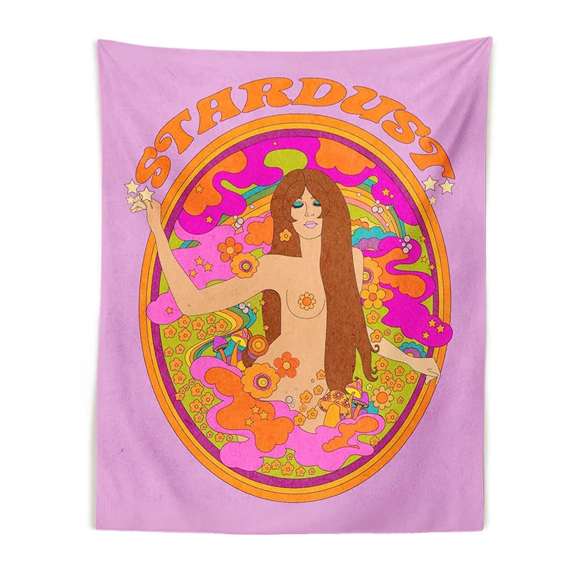 Afralia™ Rainbow Woman Tapestry: 80s Psychedelic Wall Print for Colorful Dorm Decor