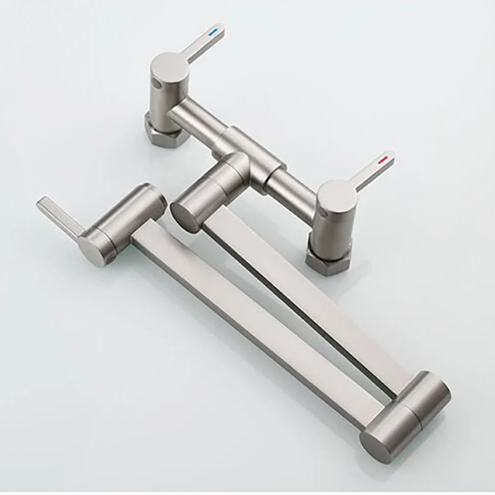 Afralia™ Wall-Mounted Folding Kitchen Faucet | Cold & Hot Sink Mixer Rotation Tap