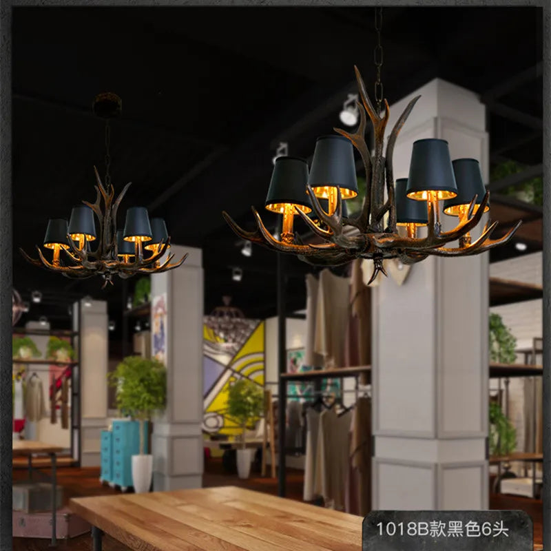 Afralia™ Retro Antlers LED Chandelier Table Dining Room Kitchen Interior Lighting Fixture